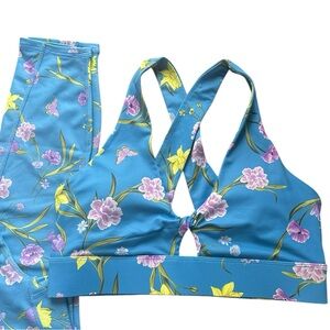 2Pc Fabletics PureLuxe Oasis High-Waisted Leggings/Bra Top Daffodil-Dream Sz M